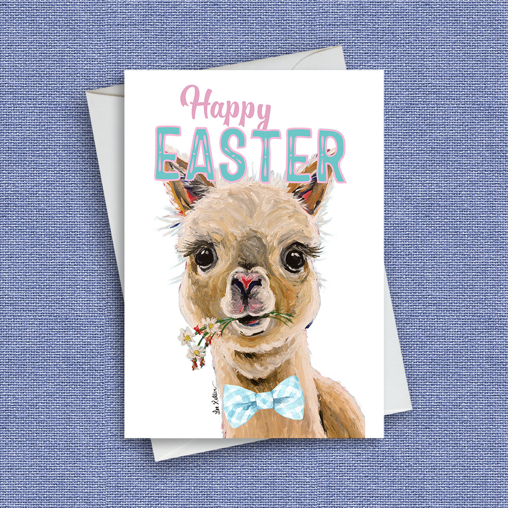 Easter Alpaca Greeting Card 'Holly', Cute Alpaca Greeting Card