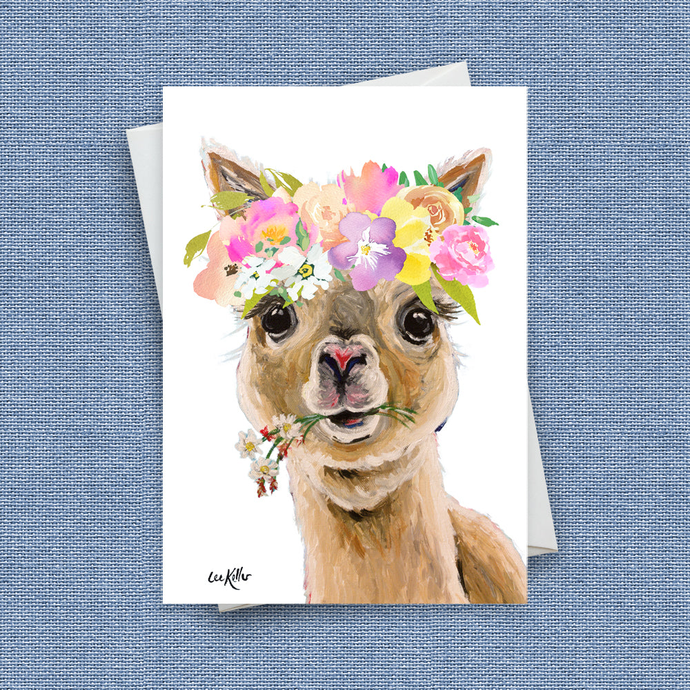Pastel Flowers Greeting Card 'Holly', Pastel Flowers Alpaca Greeting Card