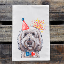 Load image into Gallery viewer, July 4th Doodle Tea Towel, Cute Towel, Festive Kitchen Decor
