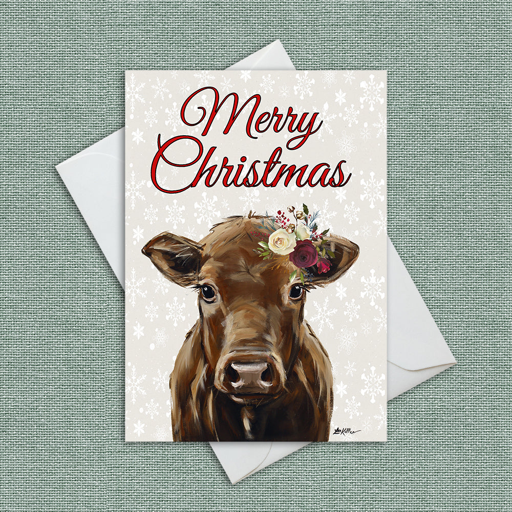 Christmas Card 'Hershey - Merry Christmas', Cow Christmas Card