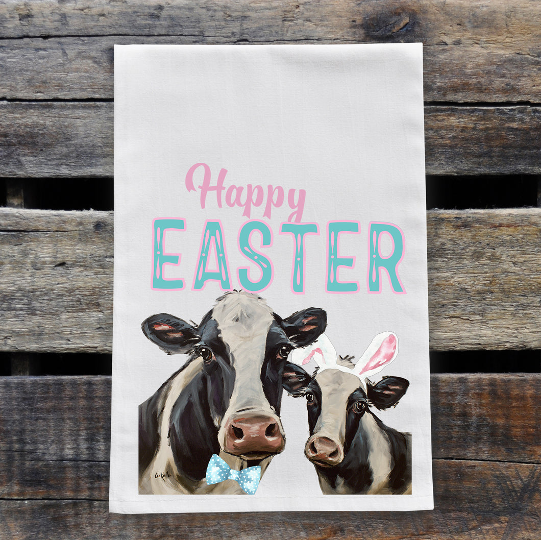 Easter Towel, Cow Towel 'Mom & Baby', Spring Kitchen Decor
