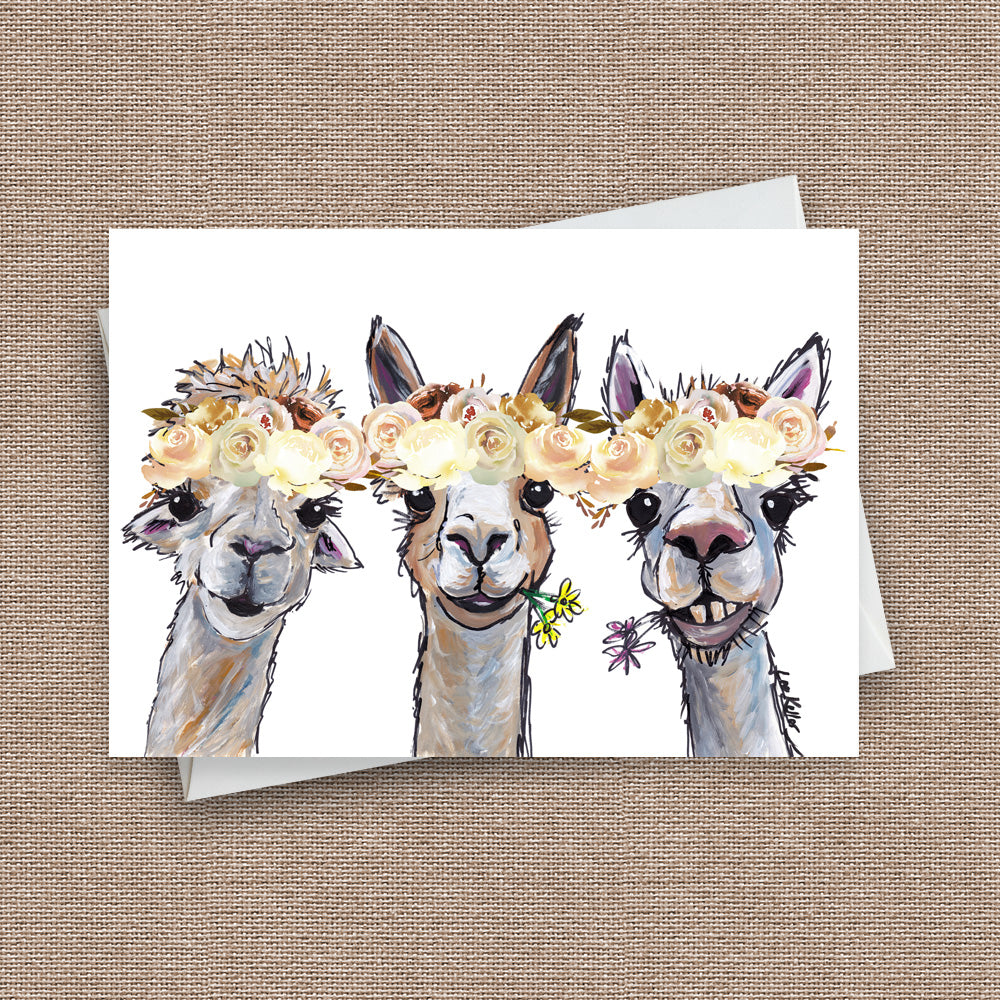 Neutral Boho Greeting Card 'Trio', Boho Alpaca Greeting Card