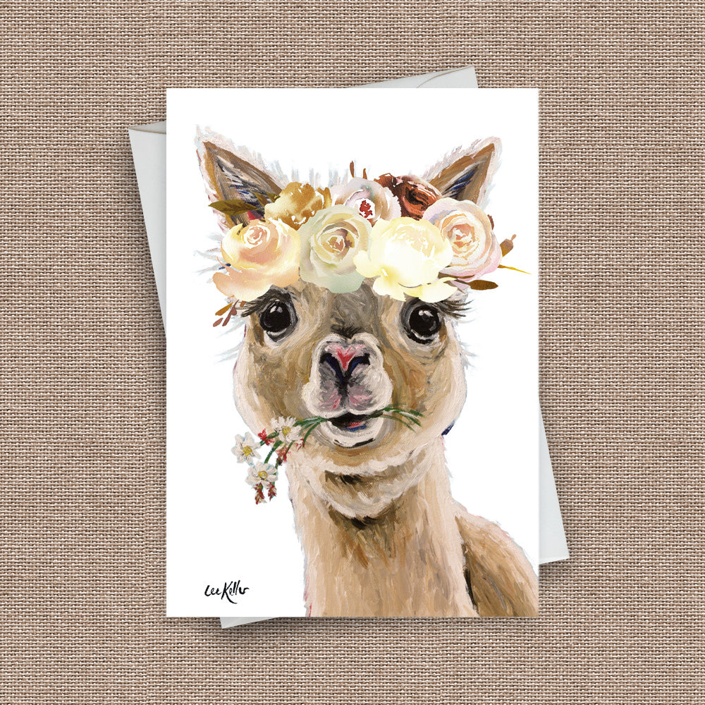 Neutral Boho Greeting Card 'Holly', Boho Alpaca Greeting Card