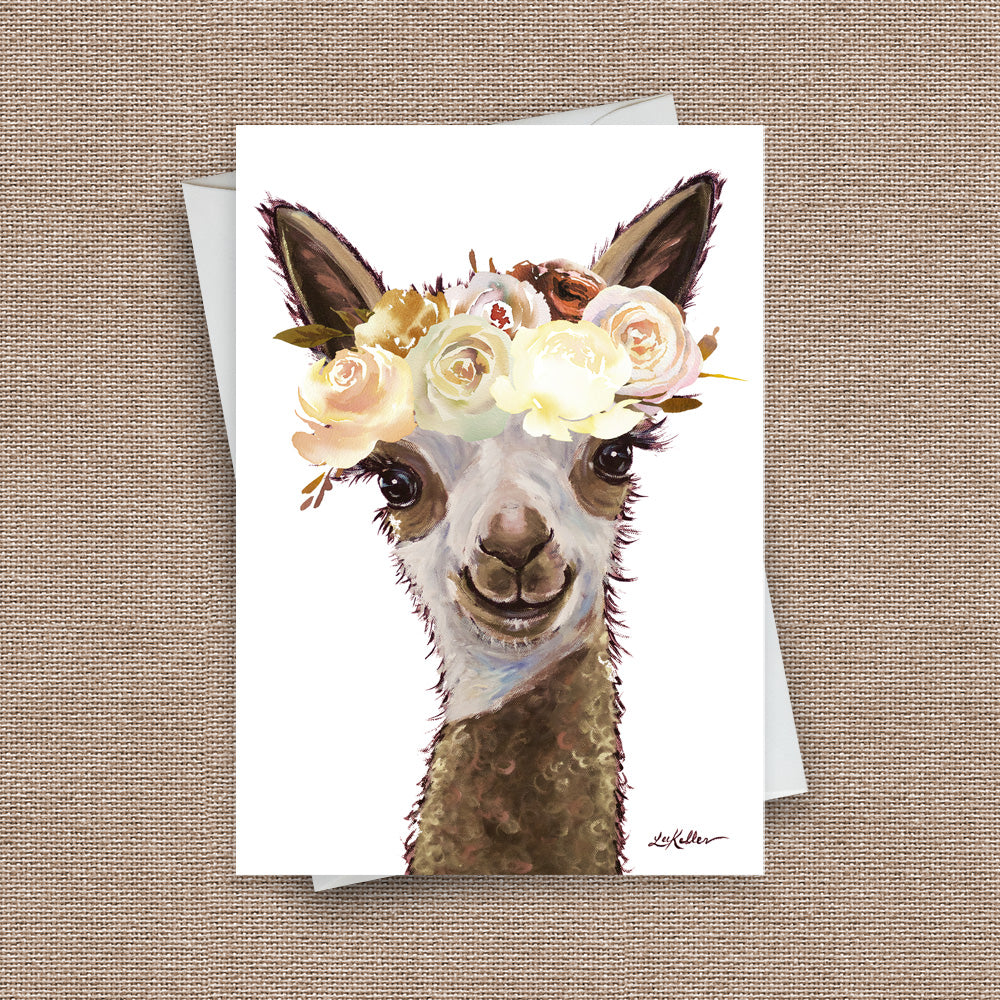 Neutral Boho Greeting Card 'Rosie', Boho Alpaca Greeting Card