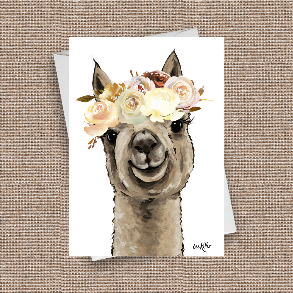 Neutral Boho Greeting Card 'Shenanigan', Boho Alpaca Greeting Card