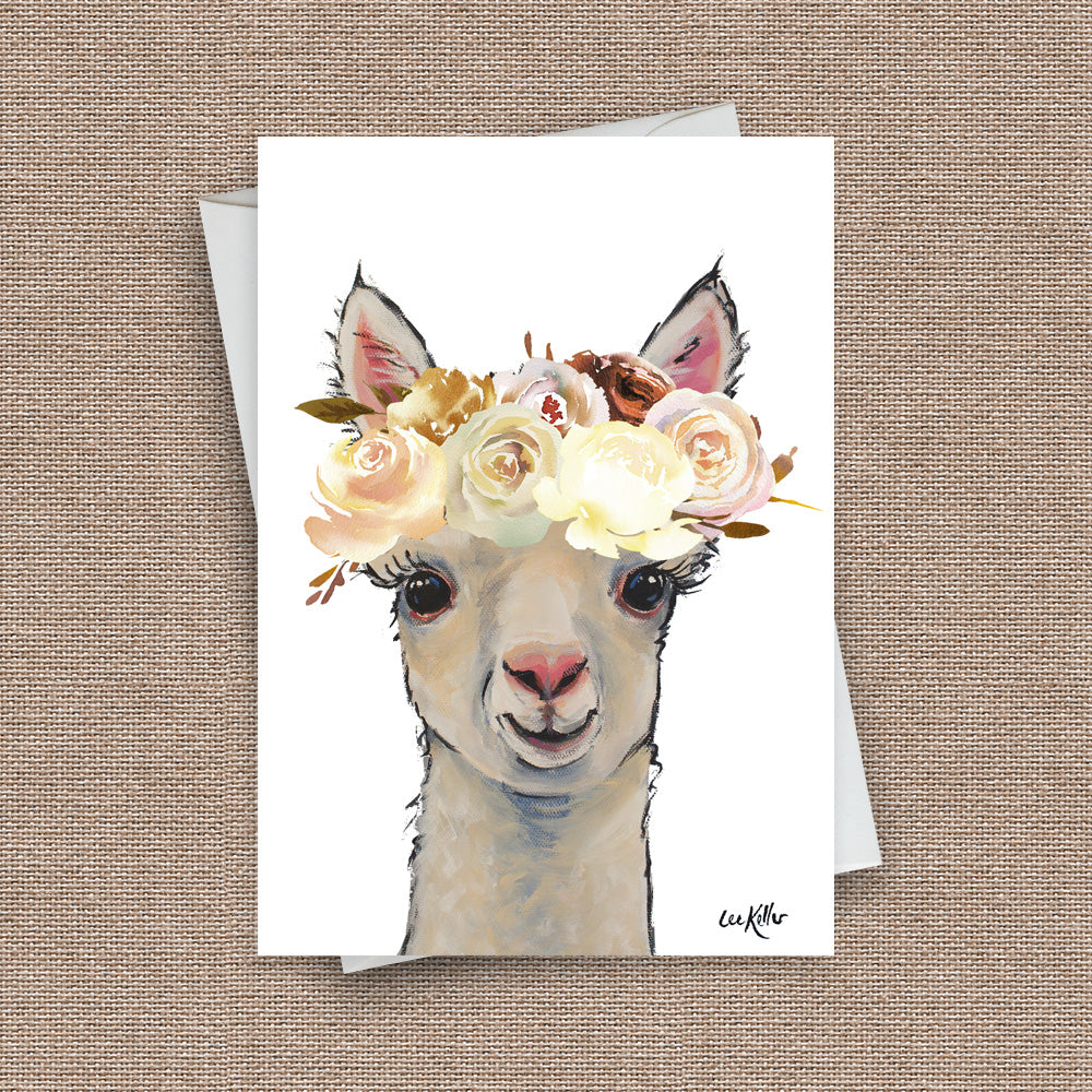 Neutral Boho Greeting Card 'Sophie', Boho Alpaca Greeting Card