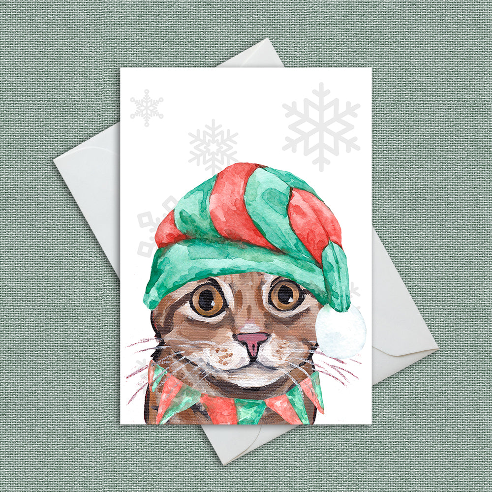 Christmas Card 'Orange Tabby', Cat Christmas Card