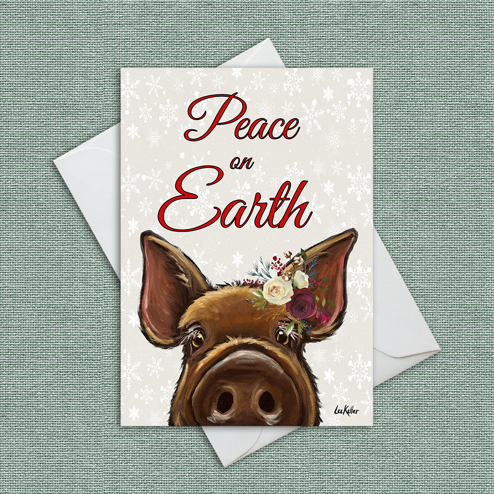 Christmas Card 'Elmer - Peace on Earth', Pig Christmas Card