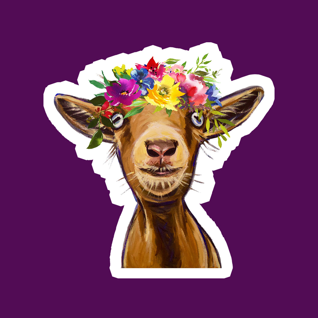 Summer Flower Crown Goat Sticker, 4