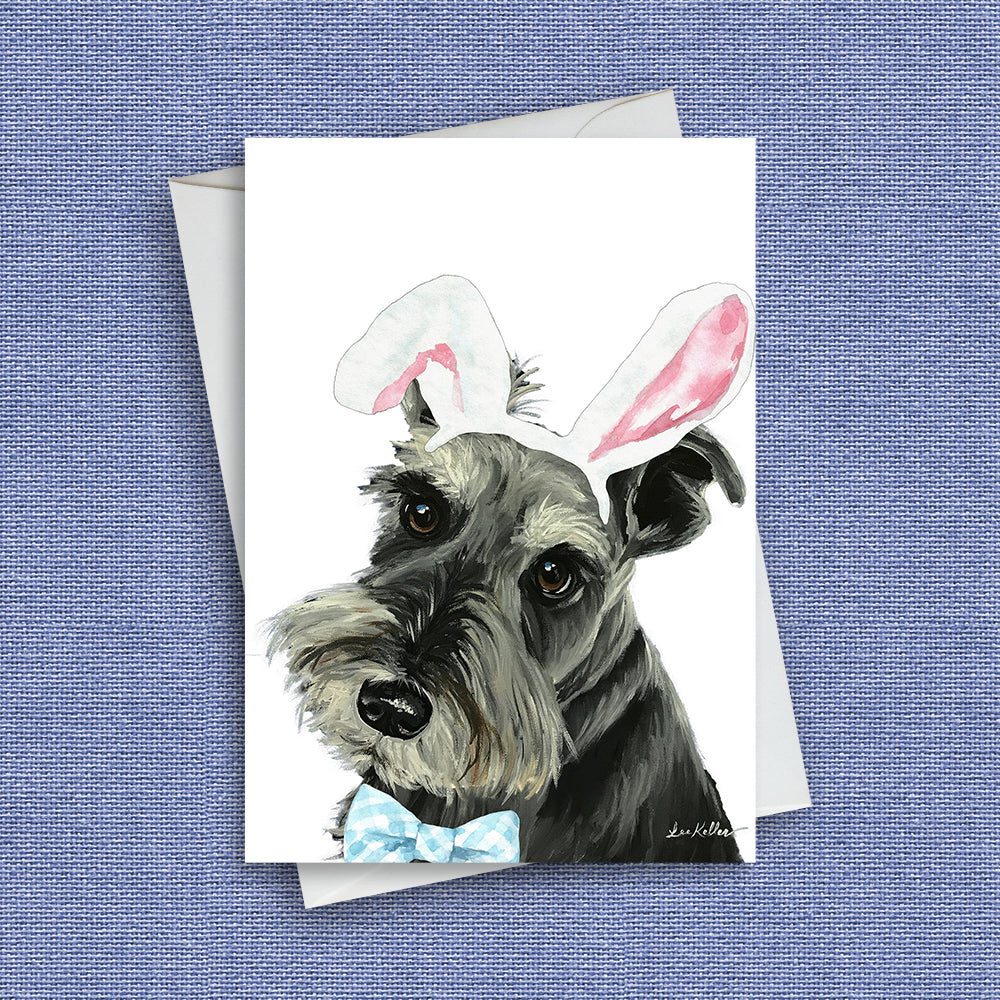 Easter Dog Greeting Card 'Schnauzer', Cute Dog Greeting Card