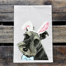 Load image into Gallery viewer, Easter Towel, Schnauzer Towel, Spring Kitchen Decor
