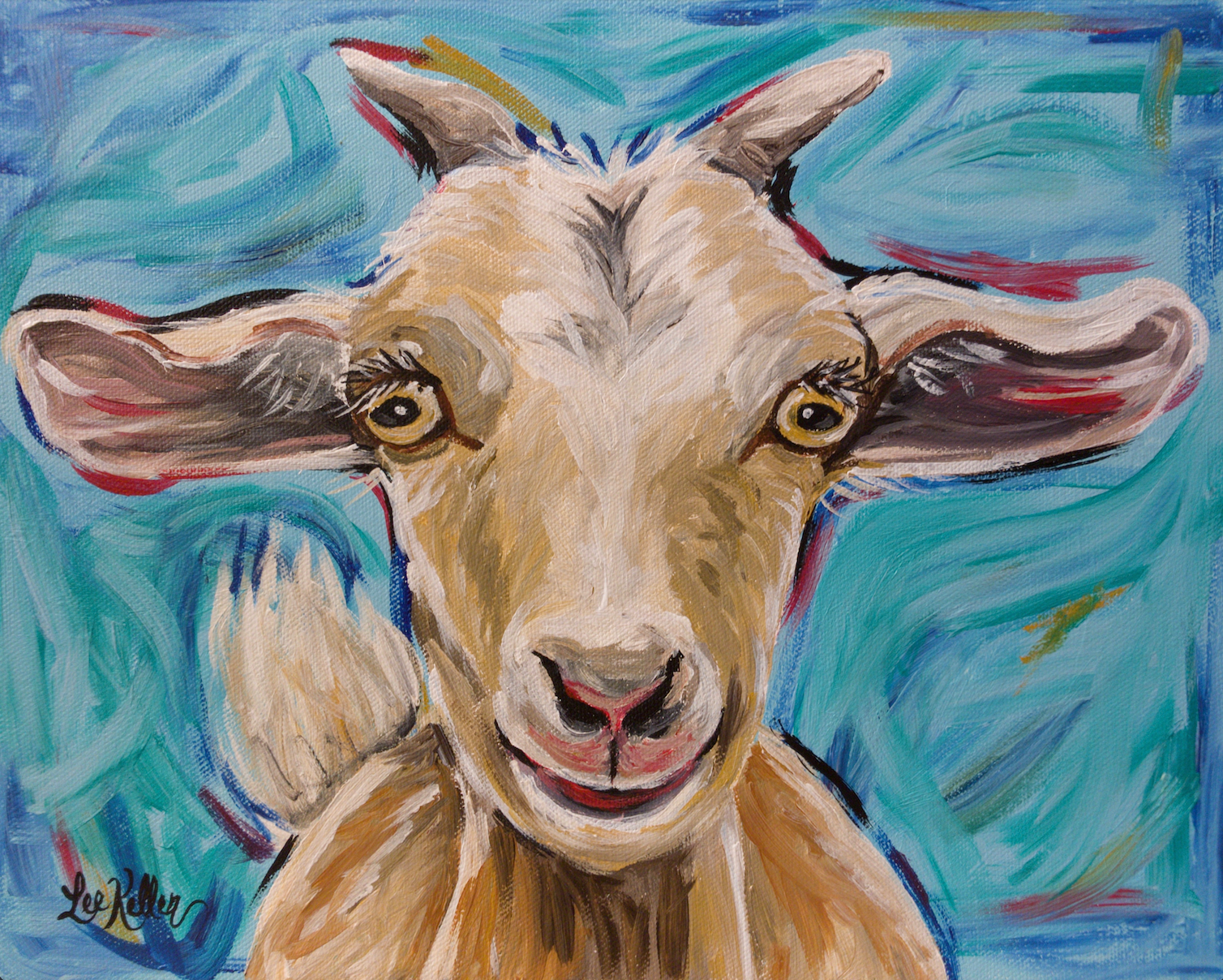 Acrylic Goat painting on canvas board by AnnaSalixArt