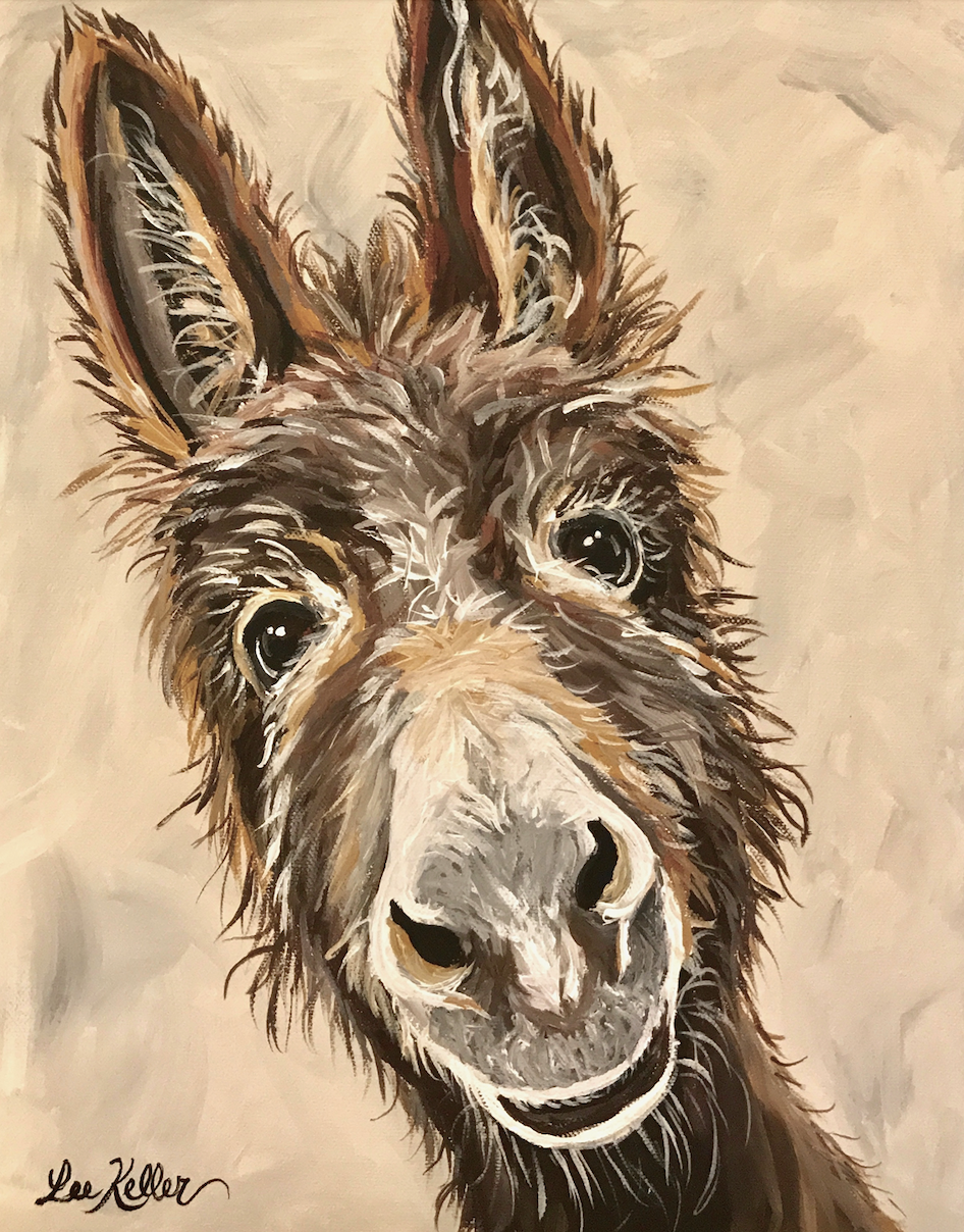 Donkey Art, 'Raymond on Tan' Donkey Print