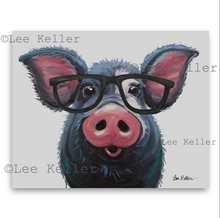 Load image into Gallery viewer, Pig Art, &#39;Lulu with Glasses&#39; Pig Print
