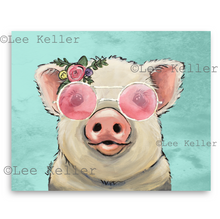 Load image into Gallery viewer, Pig Art, &#39;Paisley with Pink Glasses&#39; Pig Print
