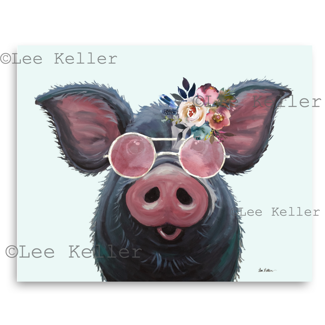 Pig Art Print, 'Lulu Pink Glasses' Pig Fine Art Print