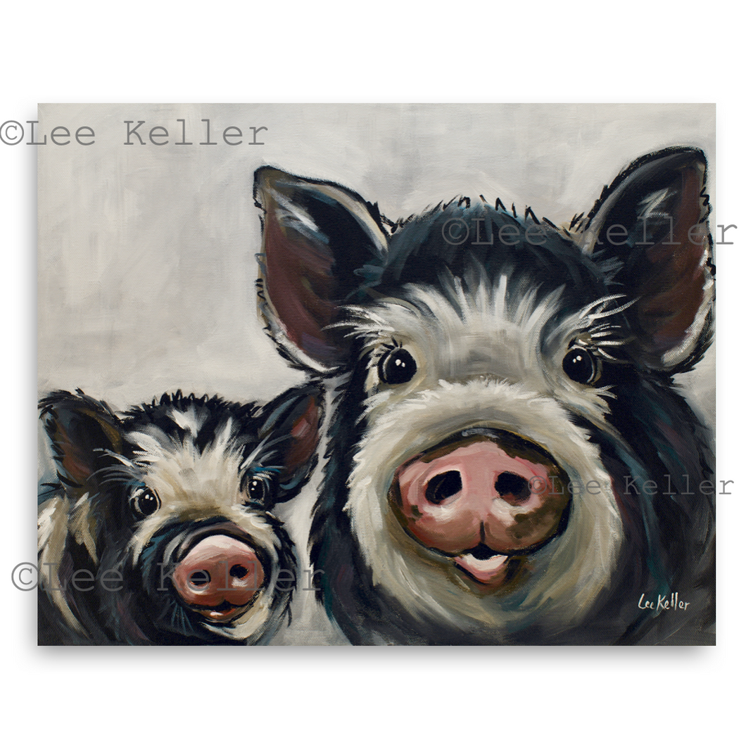 Pig Art, 'Mom & Baby' Pig Print