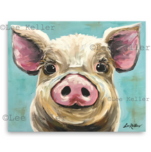 Load image into Gallery viewer, Pig Art, &#39;Rosey&#39; Pig Print
