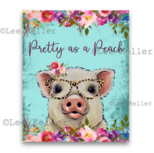 Load image into Gallery viewer, Colorful Pig Art Print, &#39;Pretty as A Peach&#39; Pig Fine Art Print
