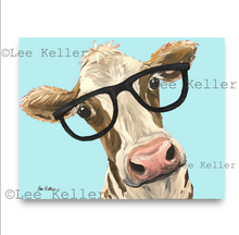 Load image into Gallery viewer, Cow Art, &#39;Miss Moo Moo with Glasses&#39; Cow Print
