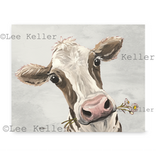 Load image into Gallery viewer, Cow Art, &#39;Miss Moo Moo with Daisies&#39; Cow Print
