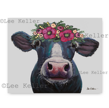 Load image into Gallery viewer, Cow Art, &#39;Clara with Flowers&#39; Cow Print

