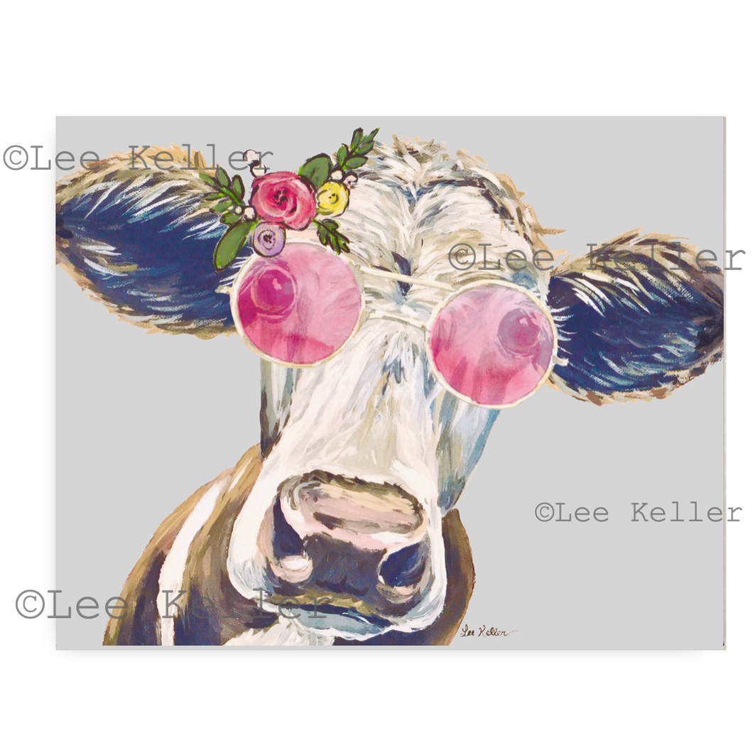 Cow Art, 'Cora with Pink Glasses' Cow Print