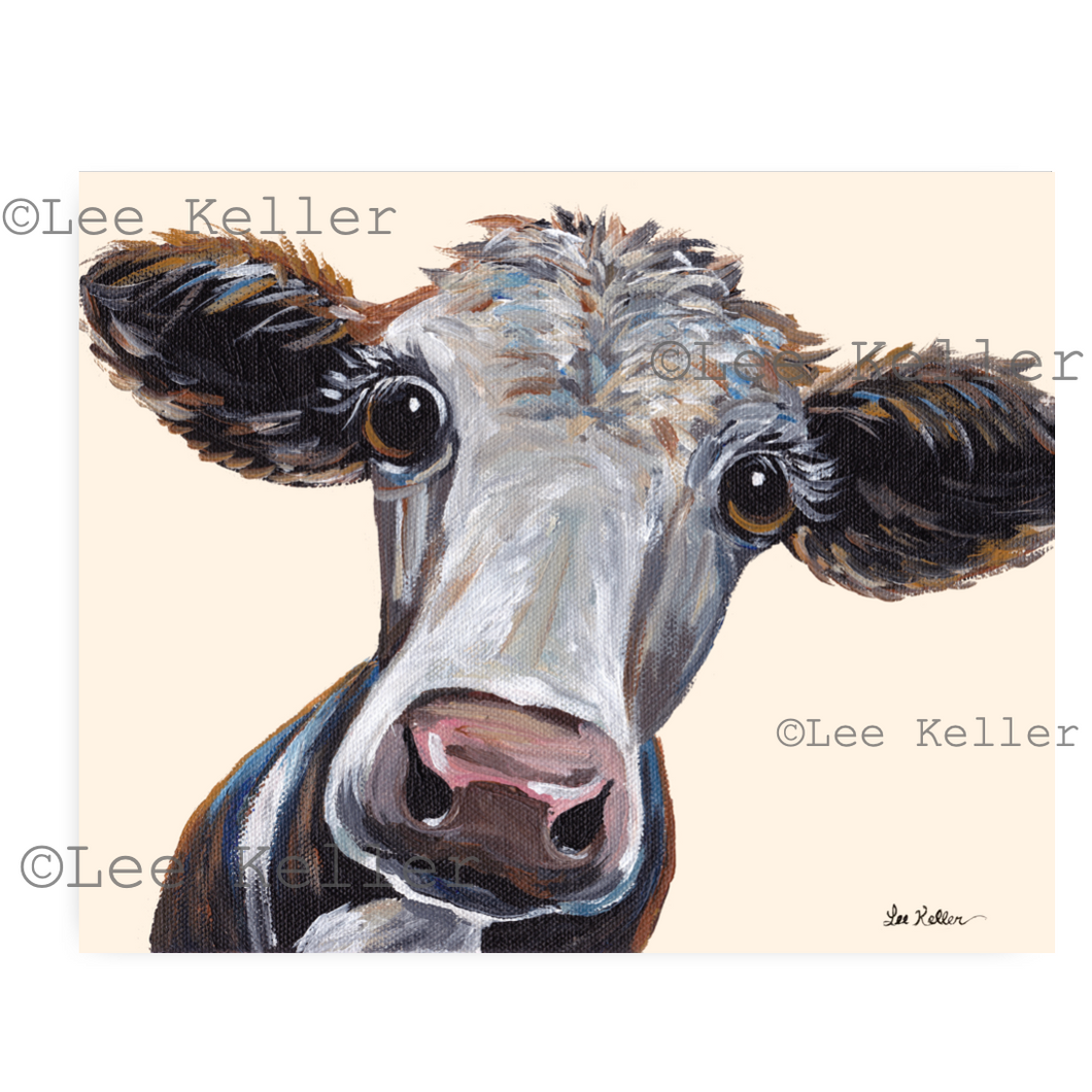 Cow Art, 'Cora on Cream' Cow Print