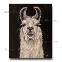 Load image into Gallery viewer, Alpaca Art, &#39;Blanca on Black&#39; Alpaca Print
