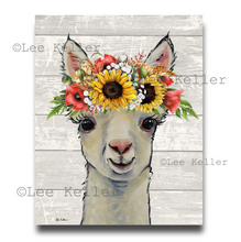 Load image into Gallery viewer, Alpaca Art, &#39;Sophie&#39; Colorful Sunflower Alpaca Print
