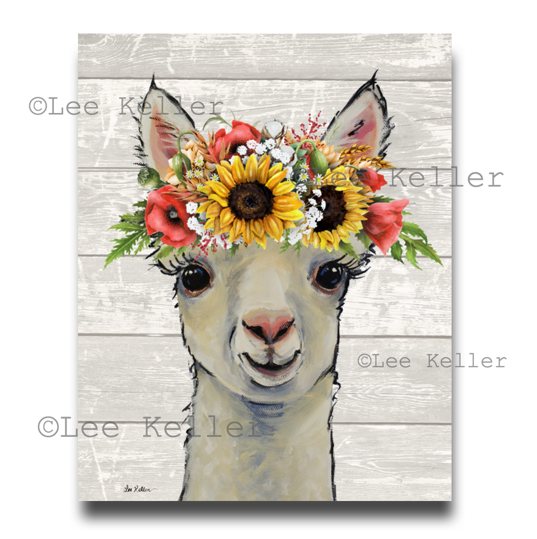 Alpaca Art, 'Sophie' Colorful Sunflower Alpaca Print