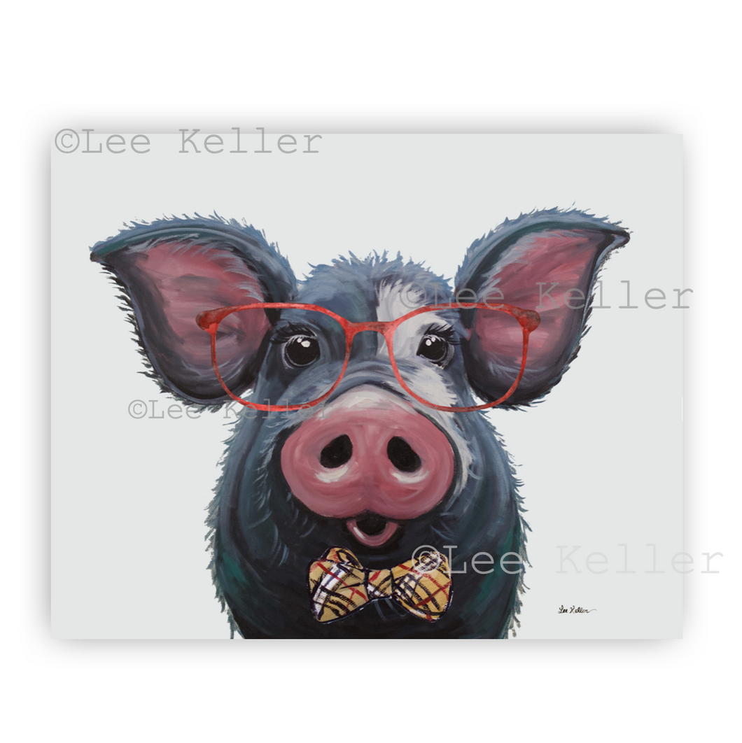 Pig Art Print, 'Lulu with Bowtie' Pig Fine Art Print