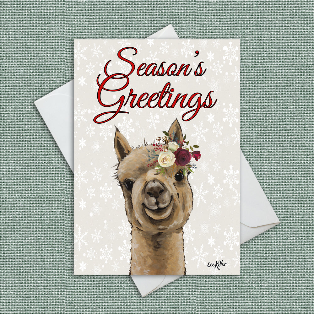 Christmas Card 'Shenanigan - Season's Greetings', Alpaca Christmas Card