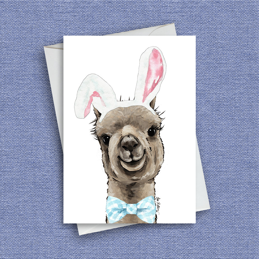 Easter Alpaca Greeting Card 'Shenanigan', Cute Alpaca Greeting Card