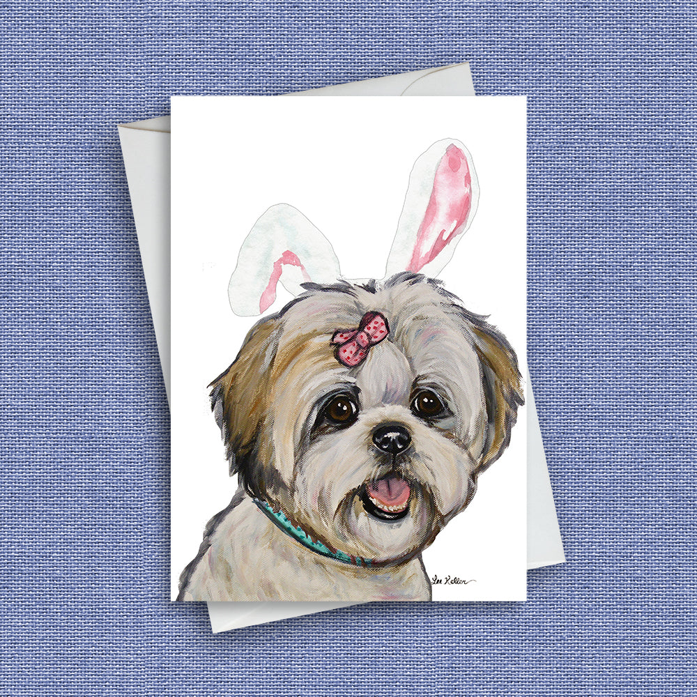 Easter Dog Greeting Card 'Shihtzu', Cute Dog Greeting Card