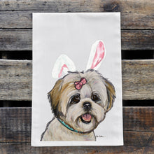 Load image into Gallery viewer, Easter Towel, Shihtzu Towel, Spring Kitchen Decor

