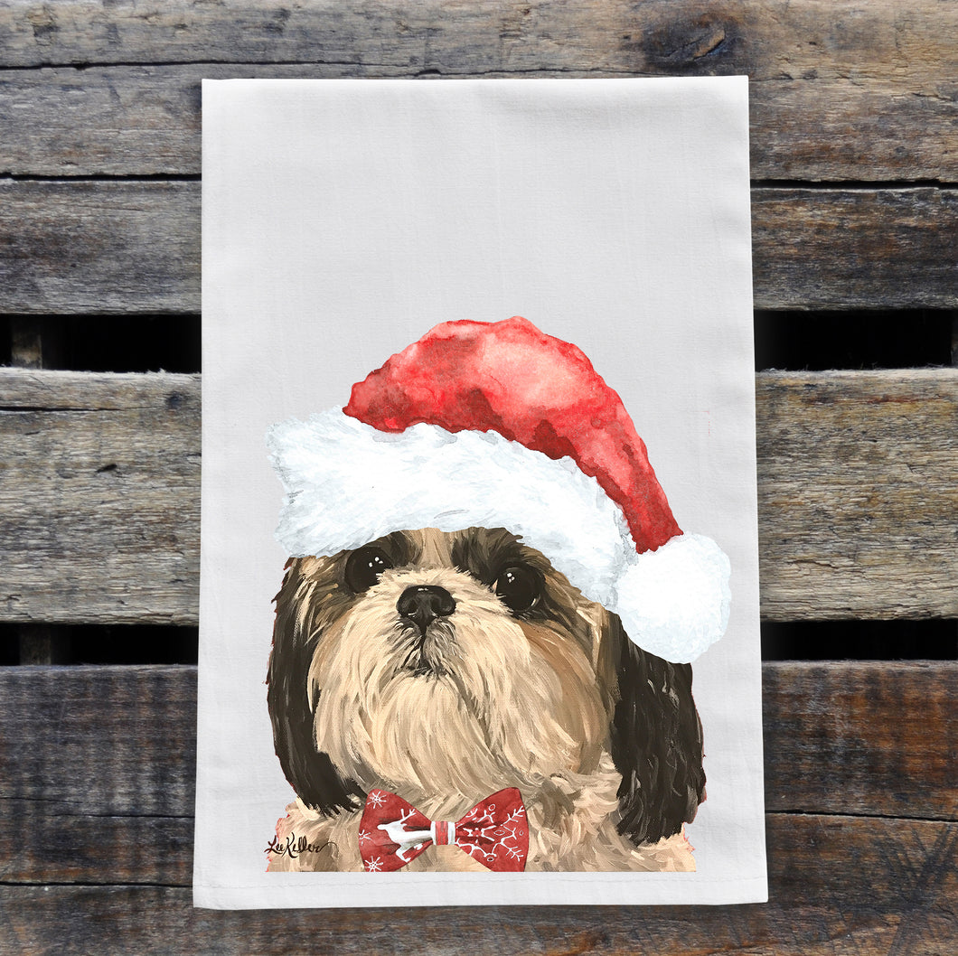 Christmas Dog Towel 'Shihtzu', Holiday Dog Towel