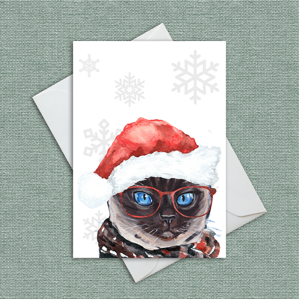 Christmas Card 'Siamese Cat', Cat Christmas Card