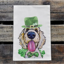 Load image into Gallery viewer, Dog St Patrick&#39;s Day Towel &#39;Goldendoodle&#39;, St Patrick Decor
