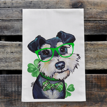 Load image into Gallery viewer, Dog St Patrick&#39;s Day Towel &#39;Schnauzer&#39;, St Patrick Decor
