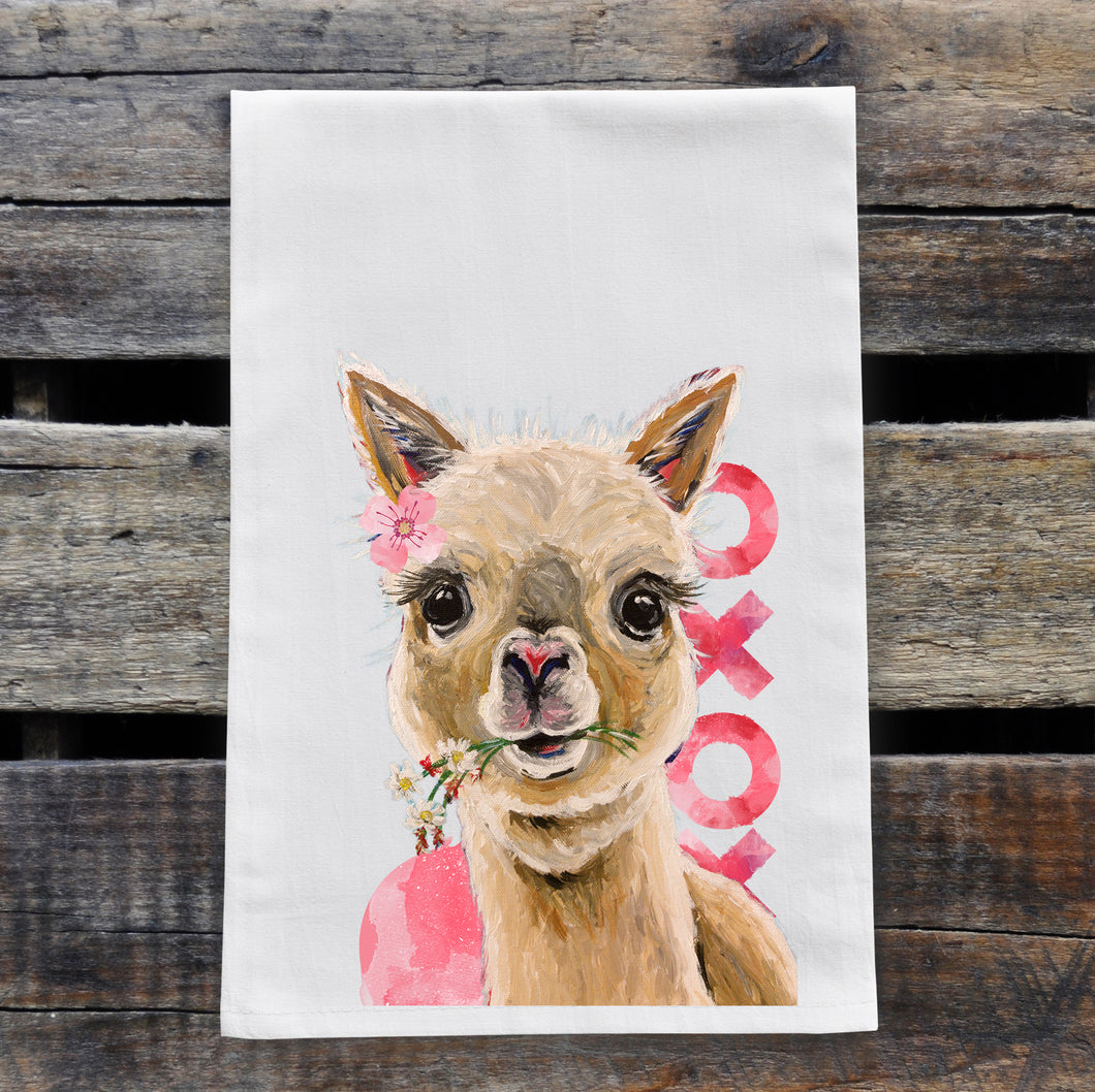Alpaca Valentine's Day Towel 'Holly', Valentine's Day Decor