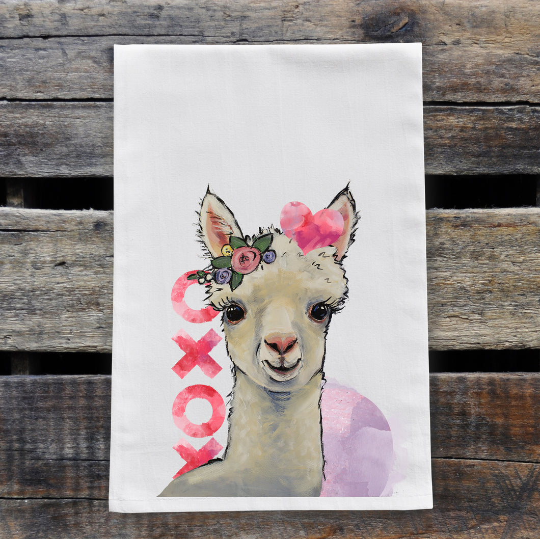 Alpaca Valentine's Day Towel 'Sophie', Valentine's Day Decor