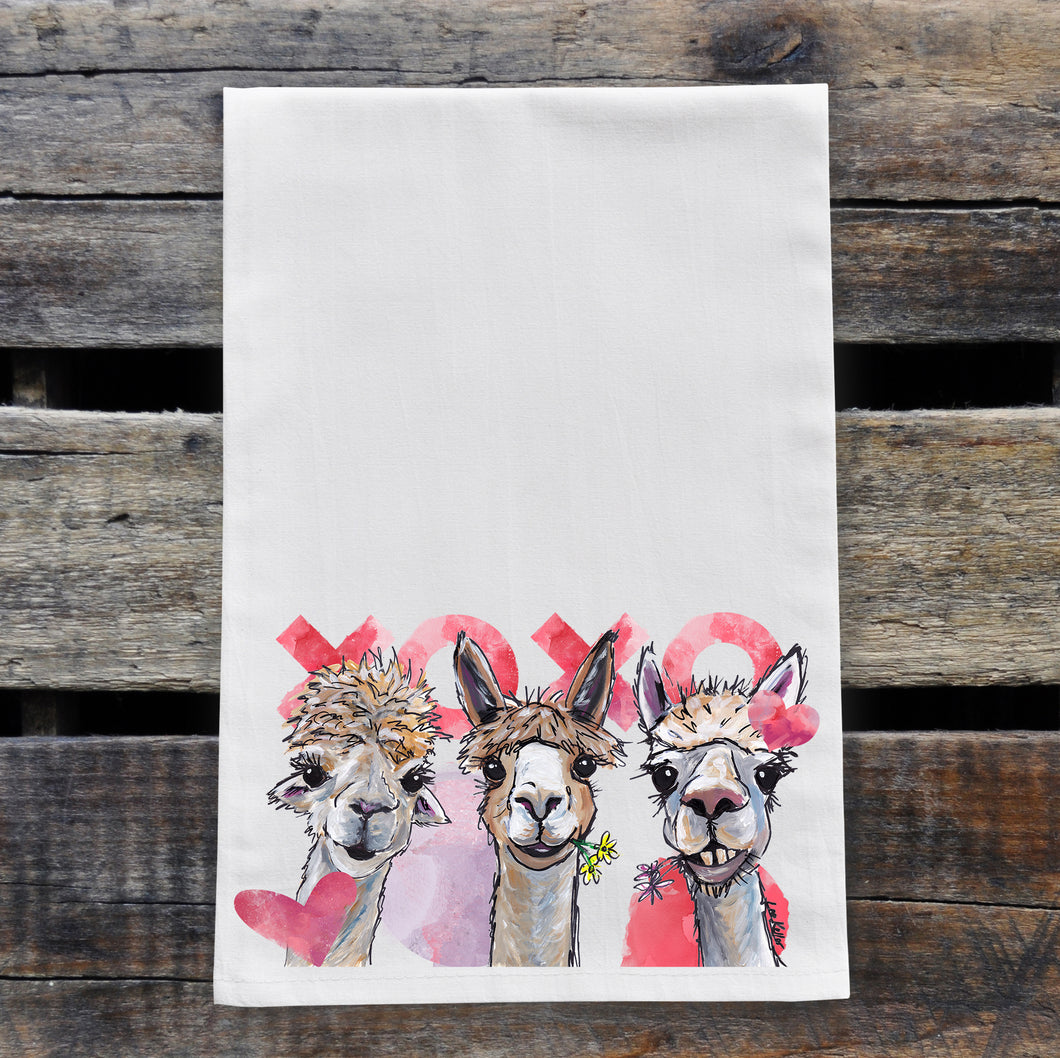 Alpaca Valentine's Day Towel 'Trio', Valentine's Day Decor