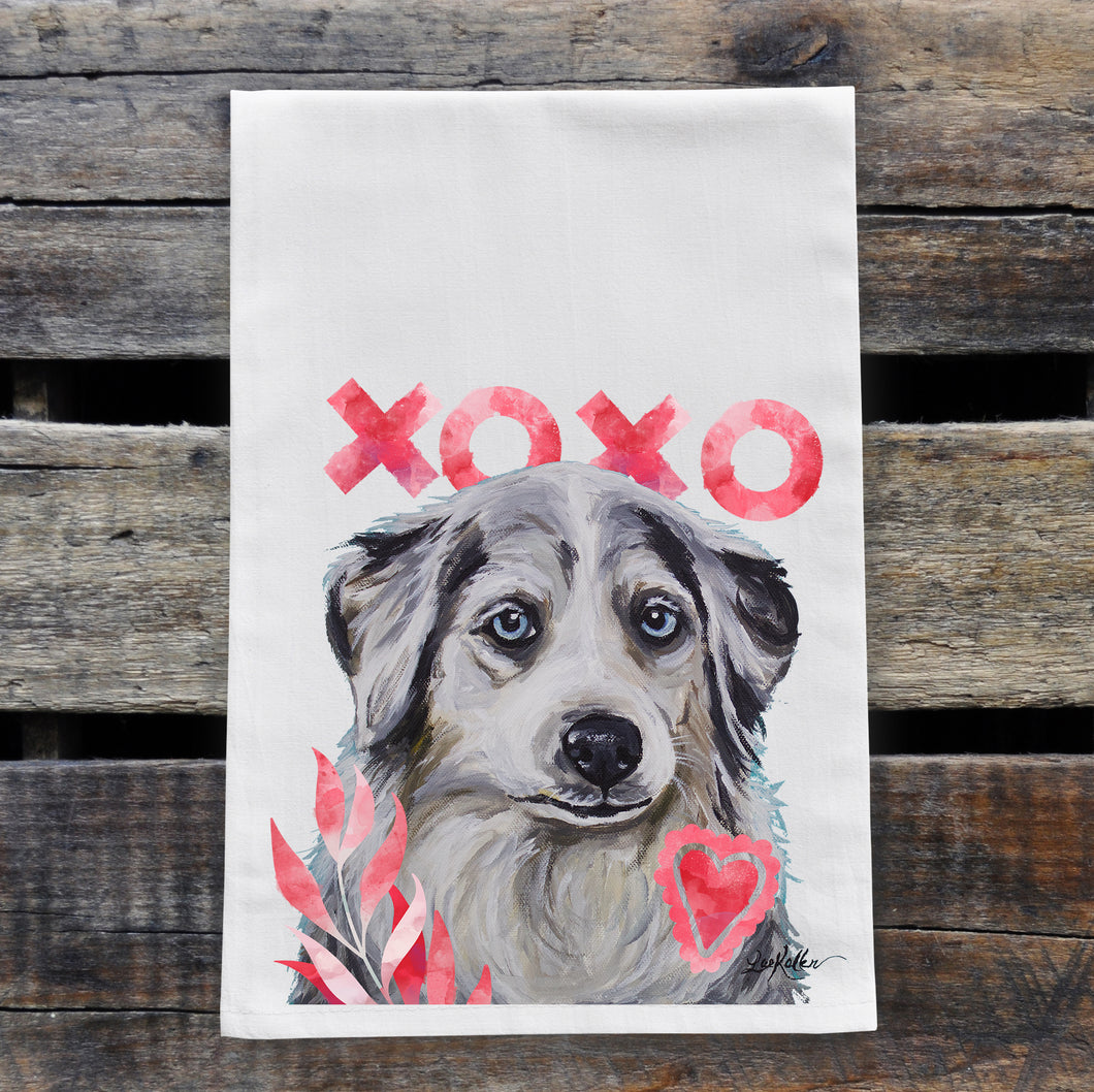 Dog Valentine's Day Towel 'Australian Shepherd', Valentine's Day Decor