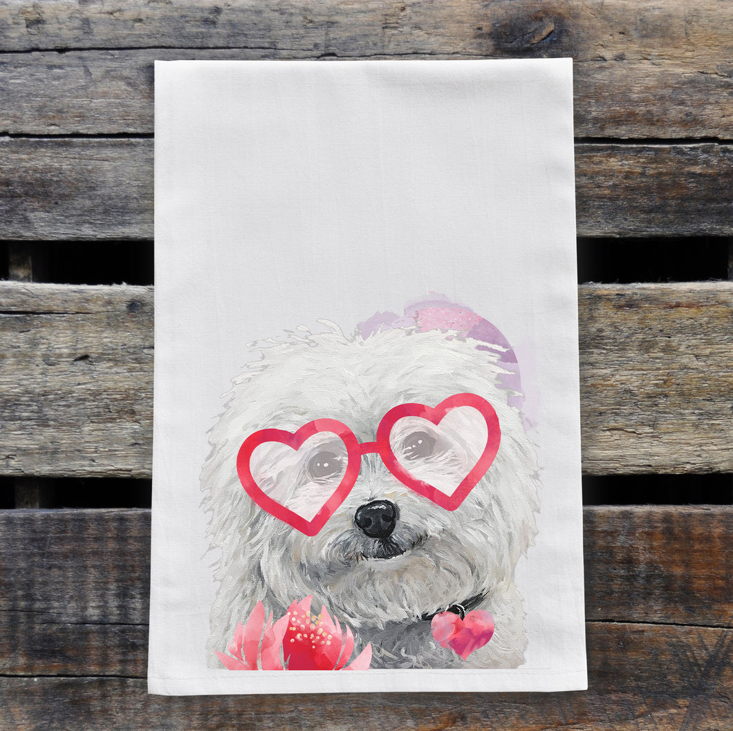 Dog Valentine's Day Towel 'Bichon', Valentine's Day Decor