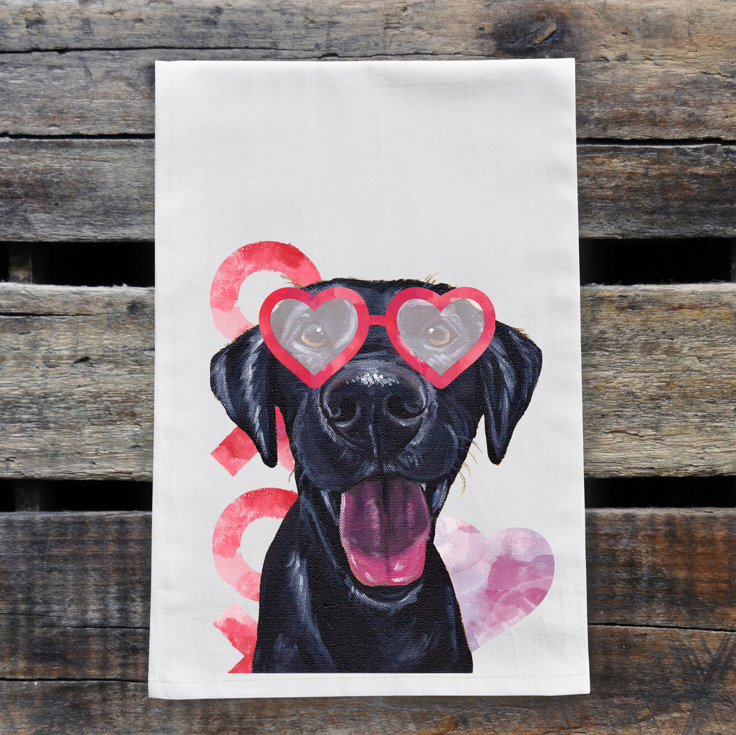 Dog Valentine's Day Towel 'Black Lab', Valentine's Day Decor