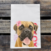 Load image into Gallery viewer, Dog Valentine&#39;s Day Towel &#39;Boxer&#39;, Valentine&#39;s Day Decor
