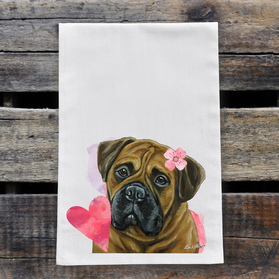 Dog Valentine's Day Towel 'Bull Mastiff', Valentine's Day Decor