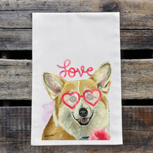 Load image into Gallery viewer, Dog Valentine&#39;s Day Towel &#39;Corgi&#39;, Valentine&#39;s Day Decor
