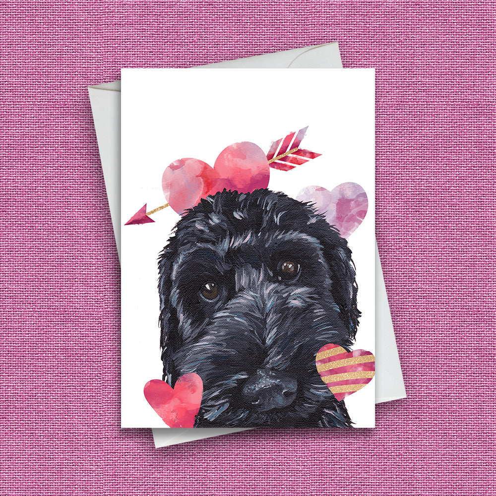 Valentine's Day Card 'Black Labradoodle', Dog Valentine's Day Card